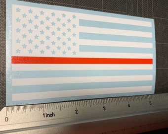 Thin Red Line Flag Vinyl Decal American Flag White Firefighters EMS