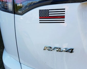 Thin Red Line Flag Vinyl Decal American Flag Black White Firefighters EMS FREE SHIPPING