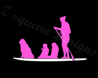 Paddle board Woman and Family Vinyl Decal Girl paddleboard SUP