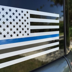 Thin Blue Line Flag Vinyl Decal White American Flag Police Cops LE