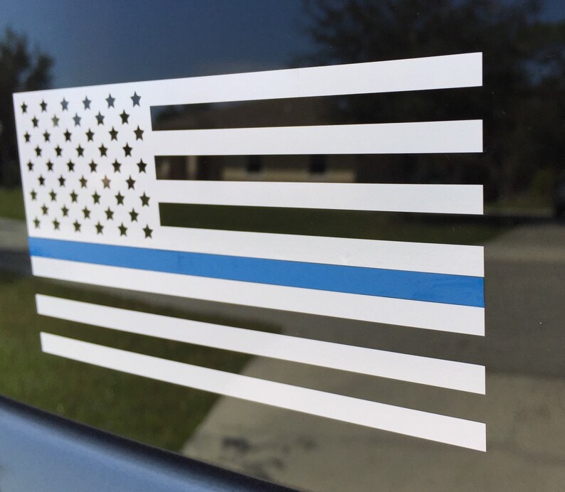 Thin Blue Line Flag Vinyl Decal White American Flag Police Etsy