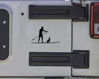 Paddle board Man and Dog Vinyl Decal Guy paddleboard SUP