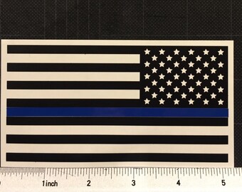 Thin Blue Line REvERSED Flag Vinyl Decal American Flag Black White Police Cops LE