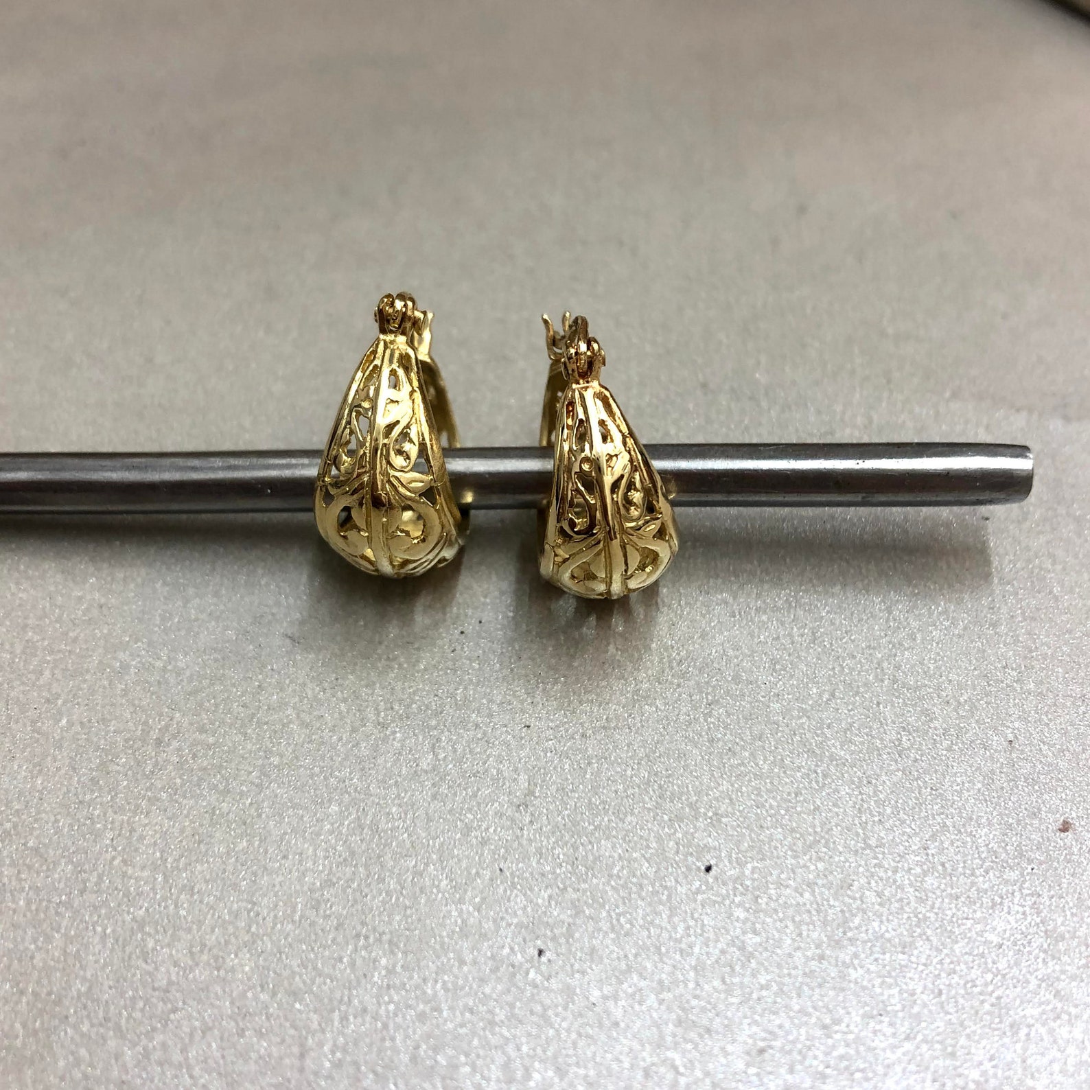 14k Gold pirate Earrings Openwork Hoop Earrings Etsy