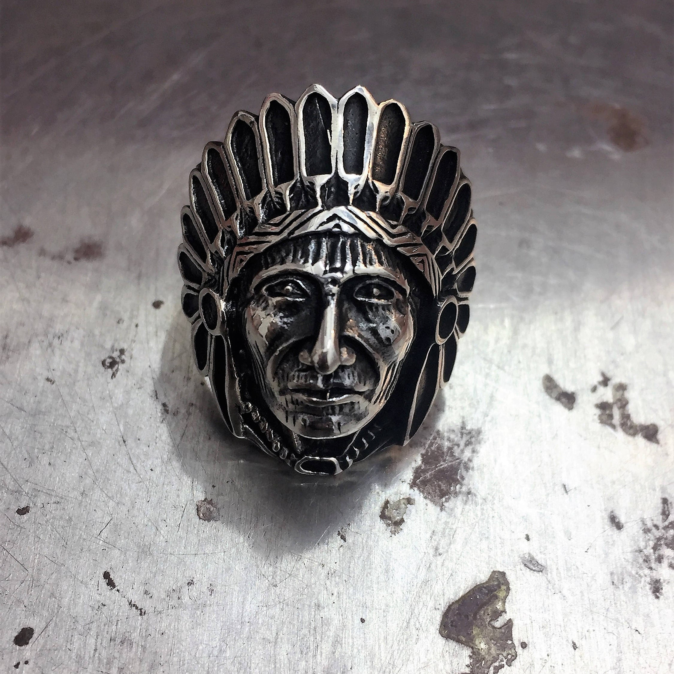 Sterling Silver Chief Ring Indian Ring Silver Indian Ring Etsy