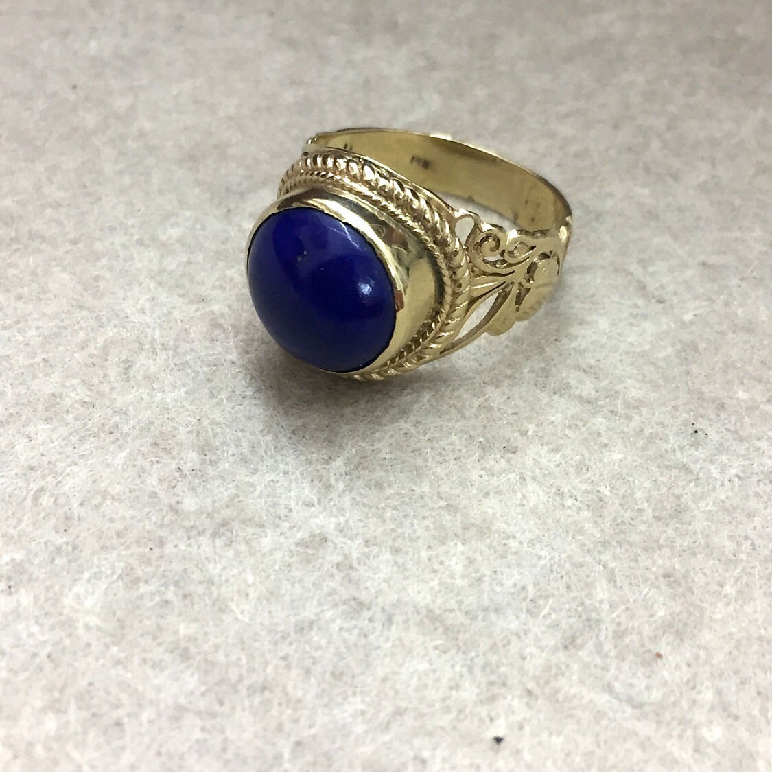 14k Gold Lapis Ring Lapis Lazuli Ring Vintage style ring | Etsy