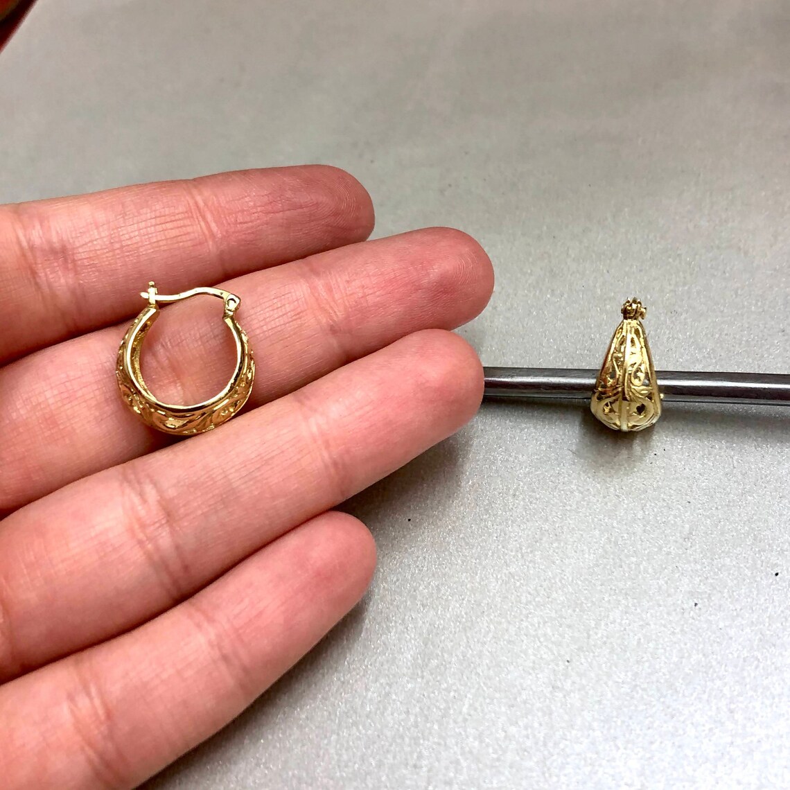 14k Gold pirate Earrings Openwork Hoop Earrings - Etsy