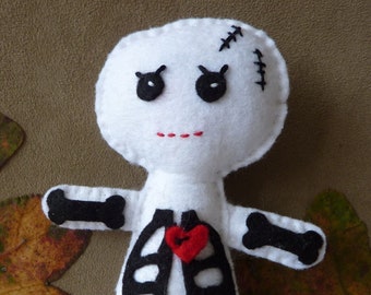 felt doll skeleton, halloween doll, halloween decor, scary doll, skeleton, halloween decorations, halloween plush, plush doll, cute doll