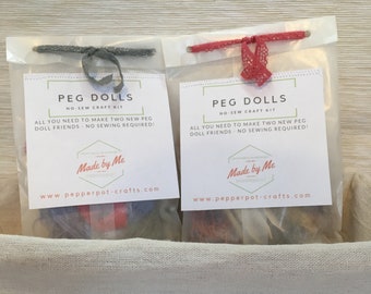 10  yarn wrapped peg doll no sew craft kits, kids craft kits, peg dolls, party bags, party favors, wedding favors