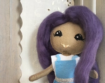 OOAK doll, one of a kind felt doll, handmade doll, doll gift, soft dolls, gifts for girls, small felt doll