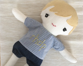 Handmade rag doll boy, cloth doll, boy doll, gifts for boys, dolls for boys, boys birthday gift