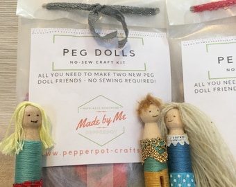 Yarn wrapped peg dolls, make your own peg dolls, peg doll kit, peg dolls, dolly pegs, peg doll crafts, craft kit, diy kits, doll pegs