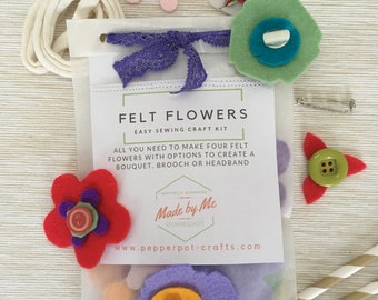 Felt flowers beginners easy sewing craft kit