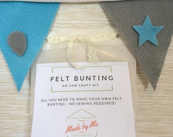 Felt bunting no sew craft kit, diy bunting, felt bunting diy, make your own bunting, diy home decor, easy craft kit, no sew crafts