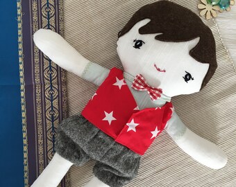 Boy rag doll, ooak cloth doll, handmade rag doll, boy soft doll, heirloom doll, dolls for boys