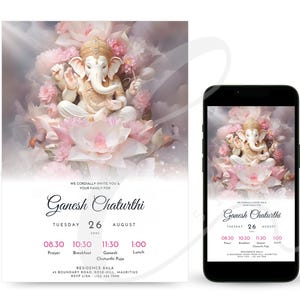 Ganpati Einladungskarte, Ganpati Einladung Vorlage, anpassbare Ganesh Chaturthi Party einladen, digitaler Download