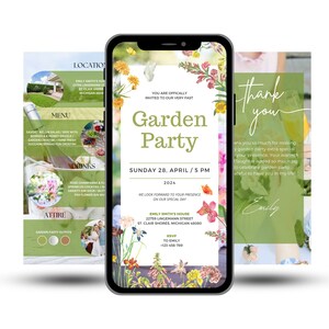 Garden Party Invitation, Wildflower Garden Party Invitation, Floral Garden Party Invite Template, Invitation for garden party e invites