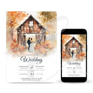Digitale Einladung, rustikale Hochzeitseinladung, rustikale Scheune Hochzeitseinladung, bearbeitbare rustikale Scheune Hochzeitseinladung Vorlage, printable