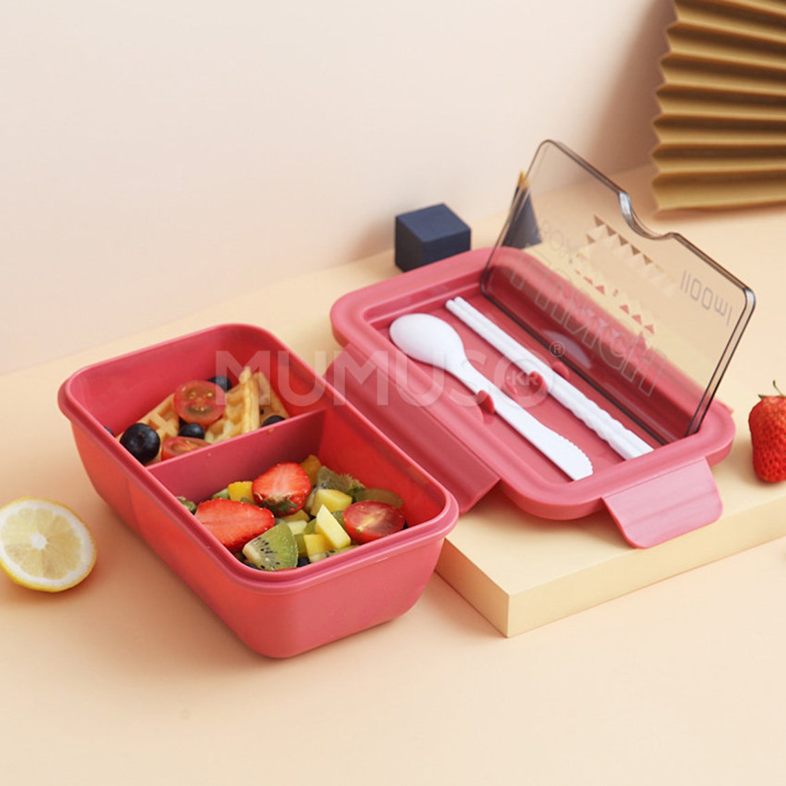 Kids lunchbox lunch box food box with spoon and chopsticks Etsy