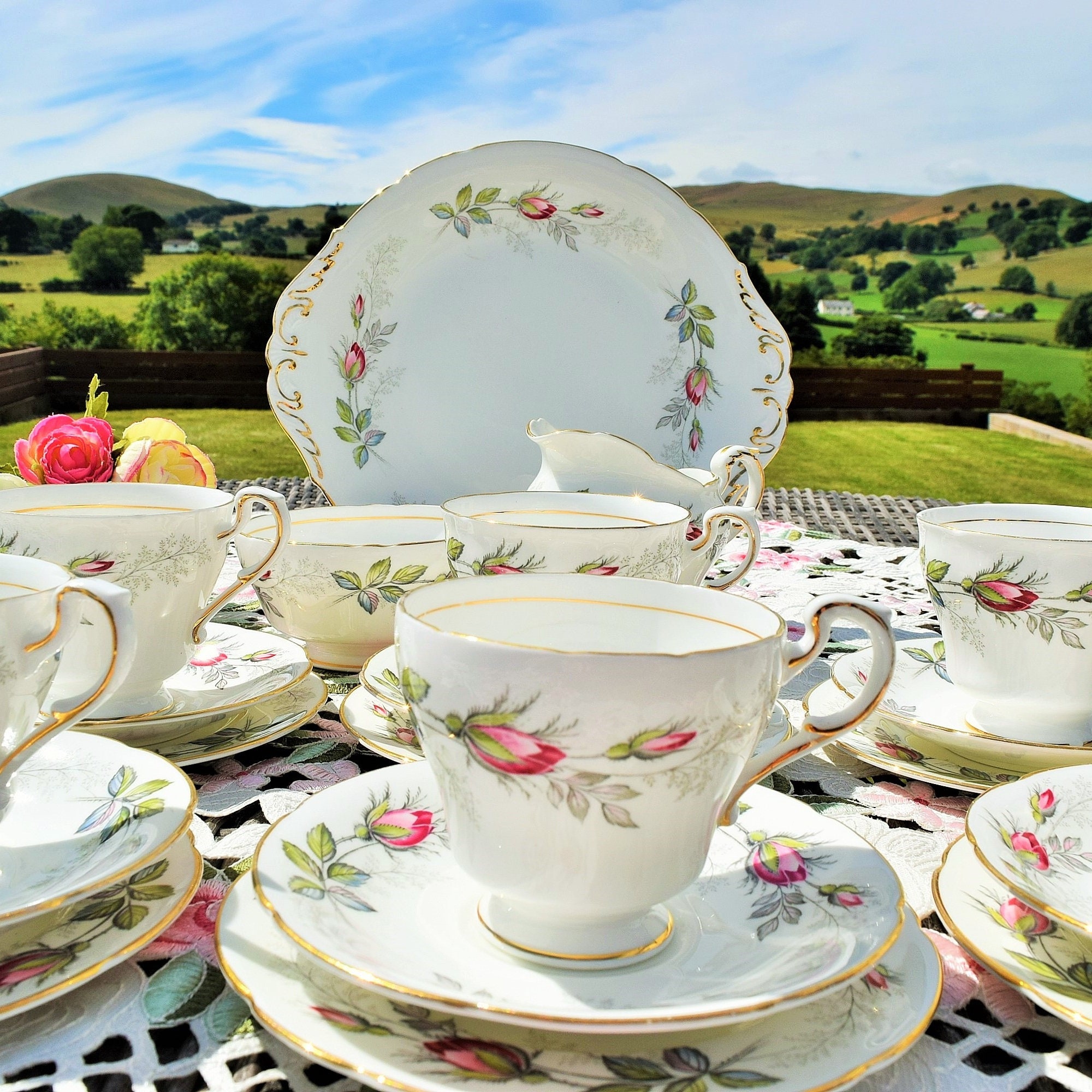 Paragon Bridal Rose bone china tea set. Etsy