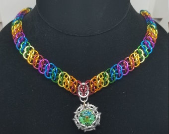 Rainbow GSG Necklace with Phaedra Pendant