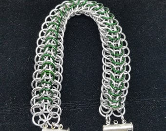 Green and Silver Dragon Back Bracelet