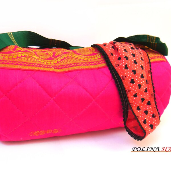 Pink Sari Make-up bag, Underwear bag, Jewellery bag