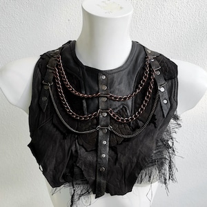 Leather Bib Necklace: Asymmetrical Post-Apocalyptic Costume Piece