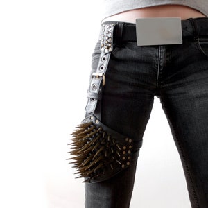 Dream Warriors black leather thigh belt/harness. Studded. Post apocalyptic style wasteland crust punk rock heavy metal goth rave fashion