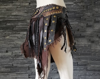 Dream Warriors black and brown leather skirt / loincloth. Post apocalyptic wasteland viking pagan barbarian druid cosplay halloween costume
