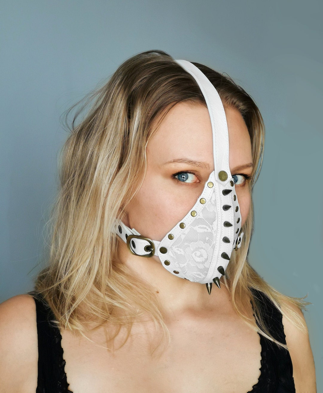Studded Leather Lace Face Mask: Alternative Festival Fashion - Etsy