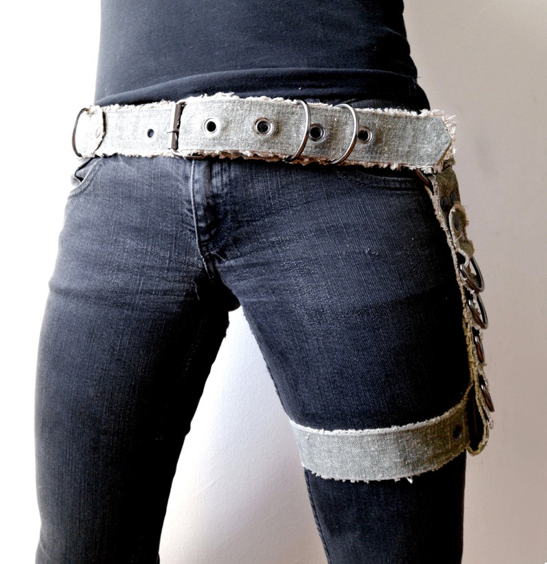 Dream Warriors black leather hip harness/utility belt thigh | Etsy