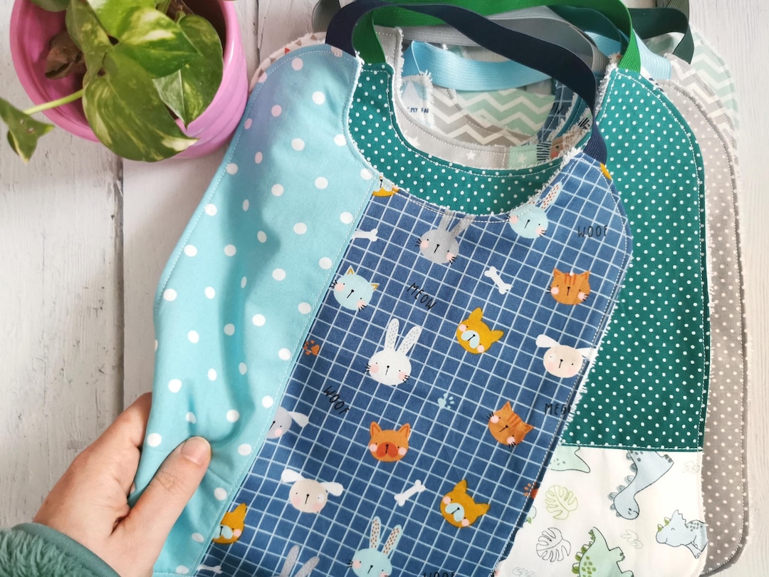 Bavaglini Impermeabili Con Elastico Per Bambini 0-3 Anni - Set 5 Pezzi, Lavabili A Mano