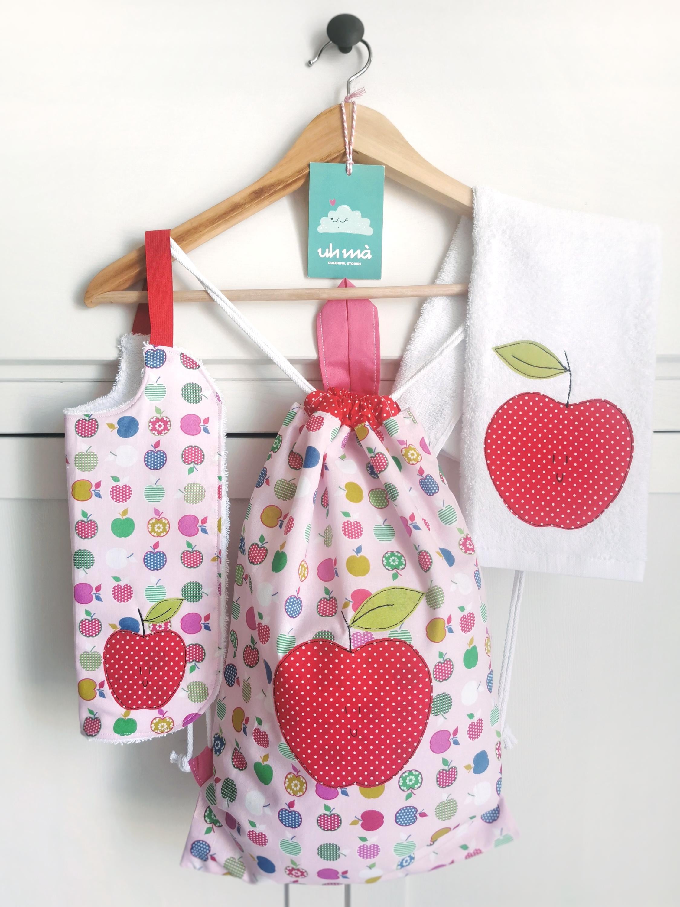 Personalized nursery set, nursery backpack bag, bib with elastic, nursery towel for girls