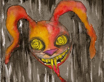 Creepy Bunny | Cursed Bunny | Horror Bunny | Crazy rabbit | Spooky Bunny | Gothic Bunny Rabbit | Horror Bunny Rabbit | Horror Watercolor |