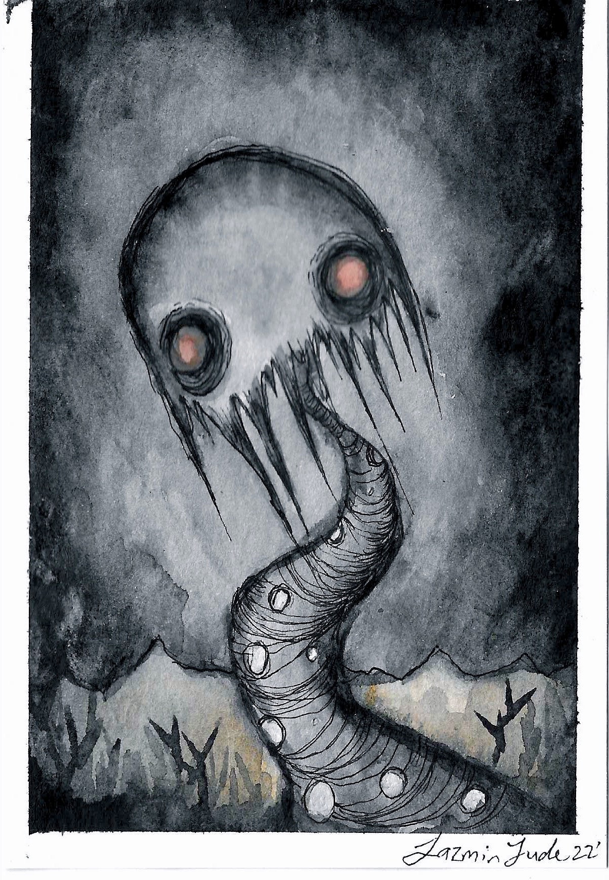 Scary Monster Spooky Monster Worm Monster Worm Art Weird Worm 