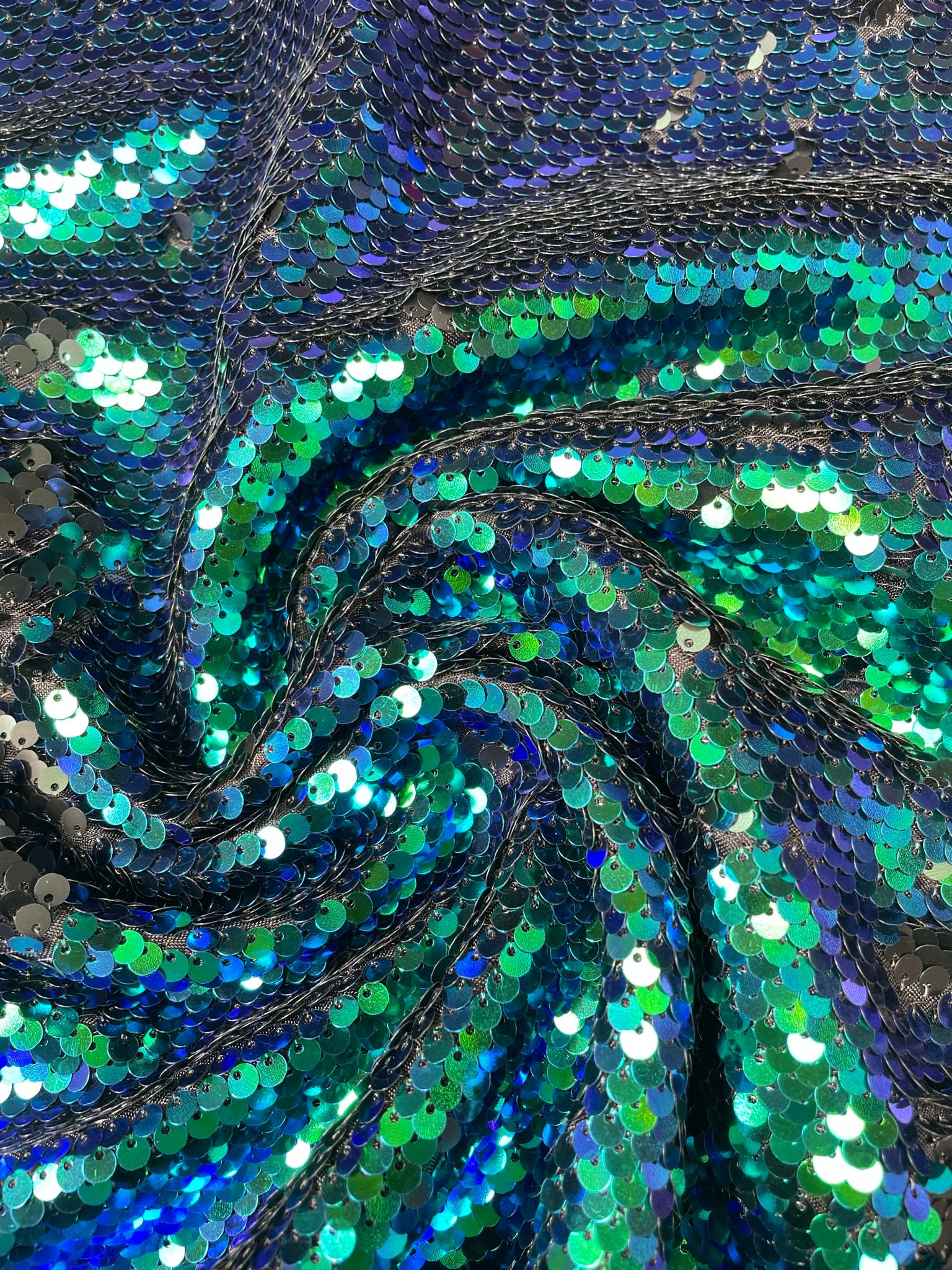 5 YARDS / Amal Iridescent Green Blue Mermaid Sequin Embroidery Tulle M –  Classic Modern Fabrics