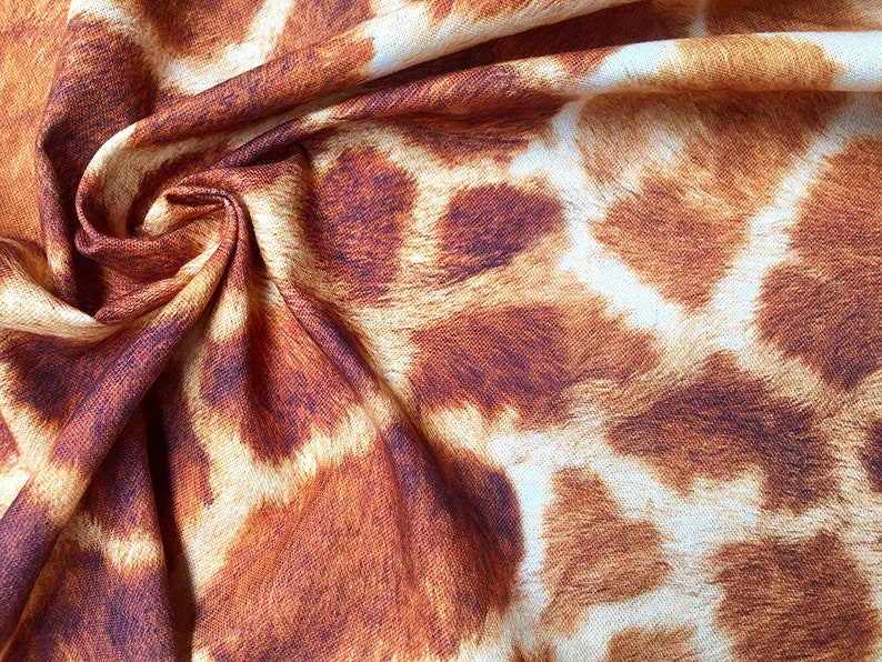 Giraffe Fabric Digital Animal Print Cotton Material Etsy UK