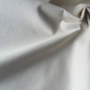 Raw 100% Cotton Fabric Material Unbleached and Undyed - 240 cm Extra Wide Roll - Plain CREAM