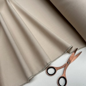 Classic Linen Cotton Blend Plain Fabric Material Lightweight Home Decor Bedding Clothes Curtains - 140cm wide - Beige