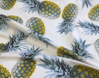 Jaune Pineapple ananas Tissu Pour Rideau Ameublement Tropical Coton 280 cm de large