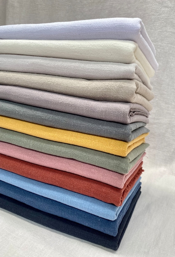 Solid Colours, Linen Cotton Fabric by the yard, 137c- Wide, Free