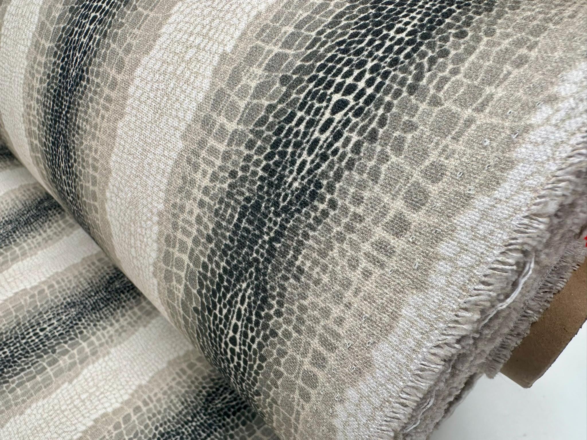 Python Skin Digital Beige Snake Skin Digital Print Fabric – Striped Python Animal Design ...