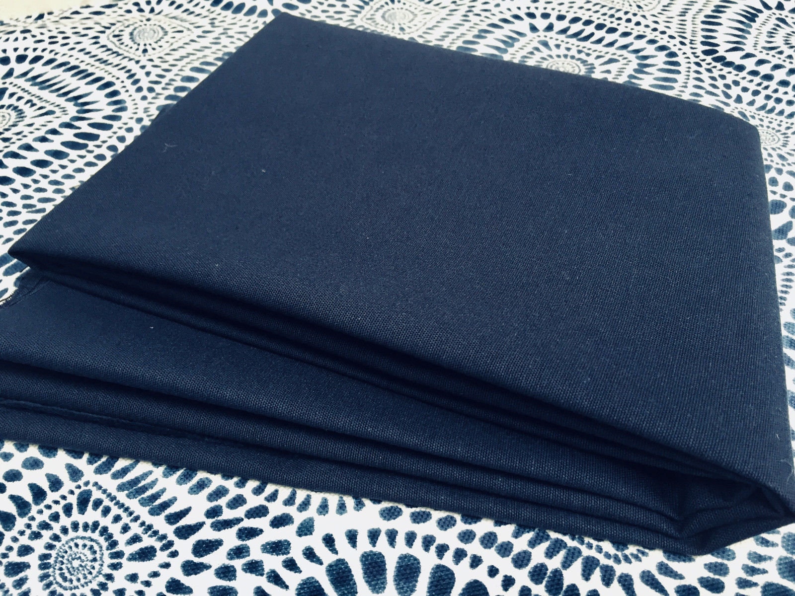 Navy blue curtain fabric deals