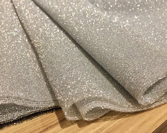 Lightweight Metallic Lurex Fabric Stretch Jersey Material - Sparkling Silver Glitter - 150cm wide