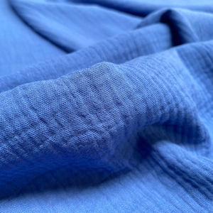 Double Gauze MUSLIN 100% Cotton Fabric Curtains Fine Cheese Baby Cloth Linen Look Event Wedding Textile - 55&quot;/140cm Wide - Royal Blue