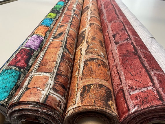 Buy Wall Brick Designer Curtain Fabric Upholstery Cotton Material