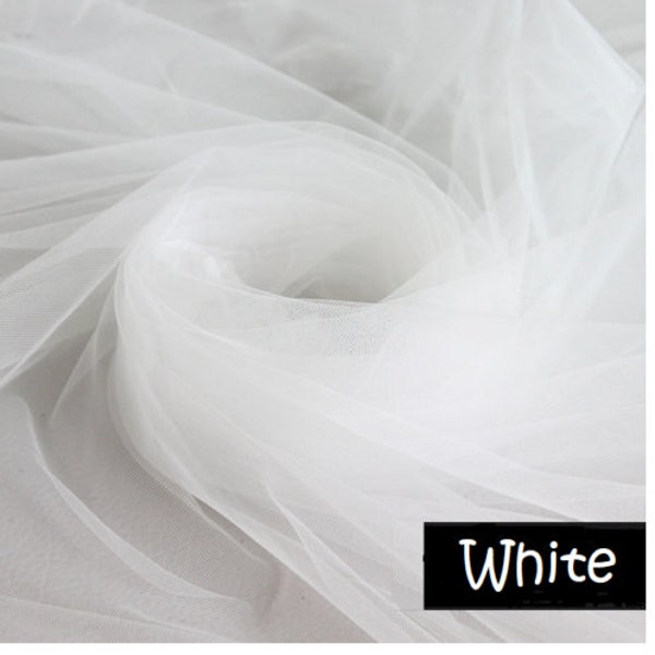 WHITE Tutu Tulle Fabric Mesh Net Material draping dressmaking lightweight curtain - 118"/300cm EXTRA wide