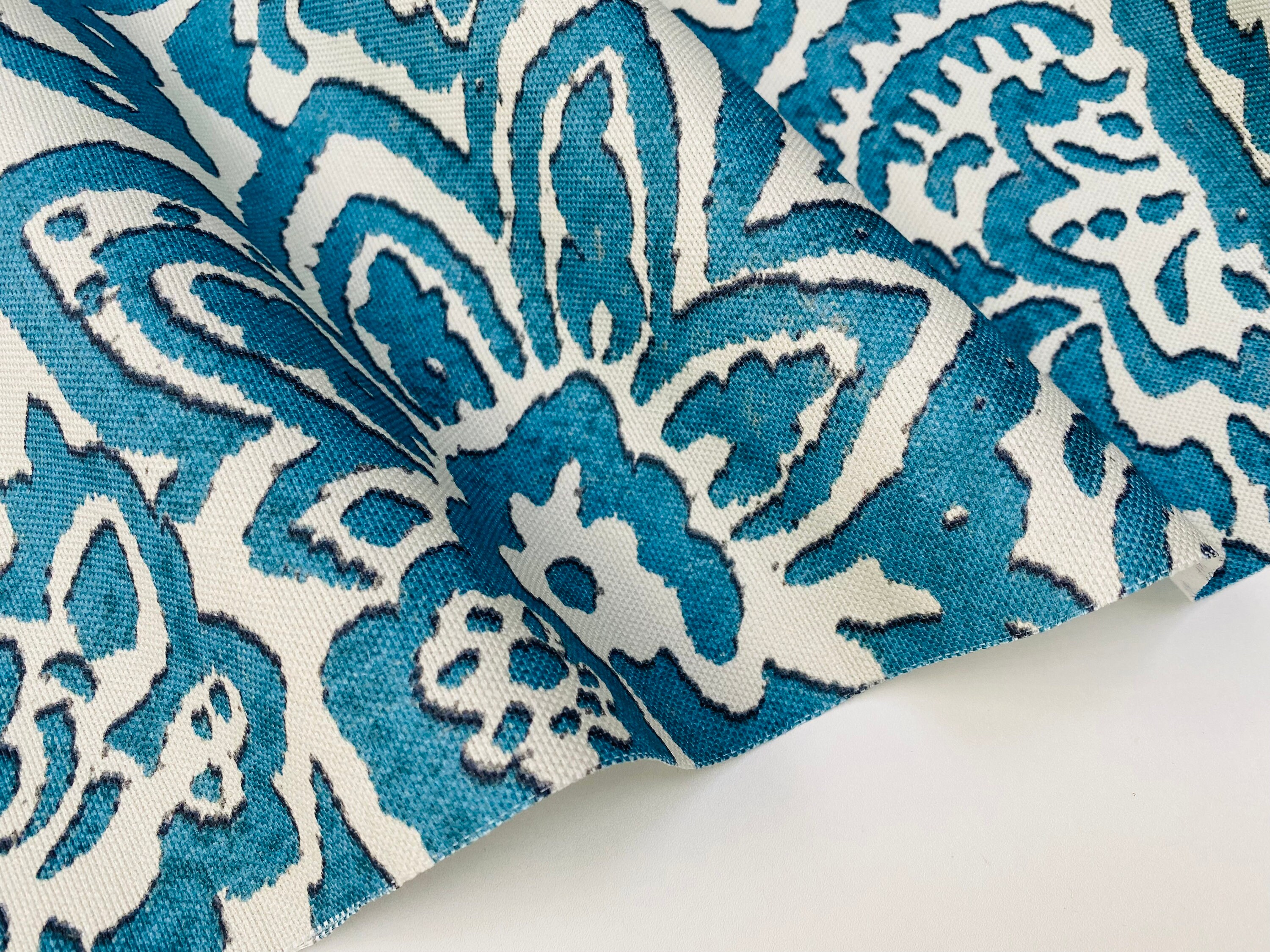 Abstract Blue Floral Pattern Fabric Material for Home Decor, Curtains ...