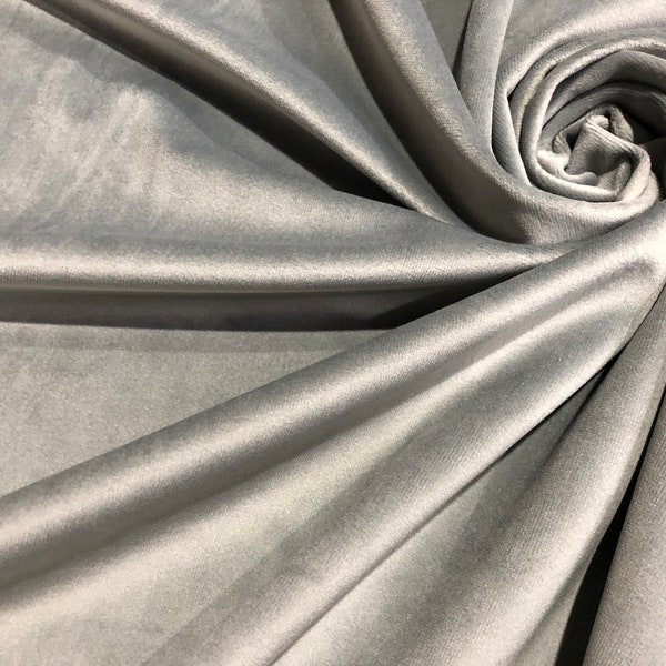 LUX Velvet Fabric Super Soft Strong Velour Material Home Decor Curtains Upholstery Dressmaking - 59"/150 cm Wide - SILVER GREY